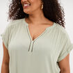 Blouse col en V manches courtes vert kaki femme grande taille