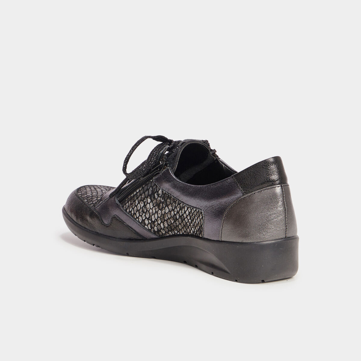 Derbies compensées en cuir Confortissimo noir femme
