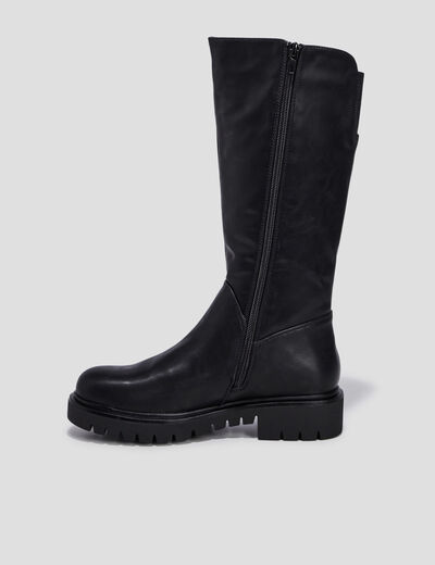 Bottes crantées zippées noir fille