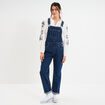 Salopette en jean mom boutonnée bleu foncé femme