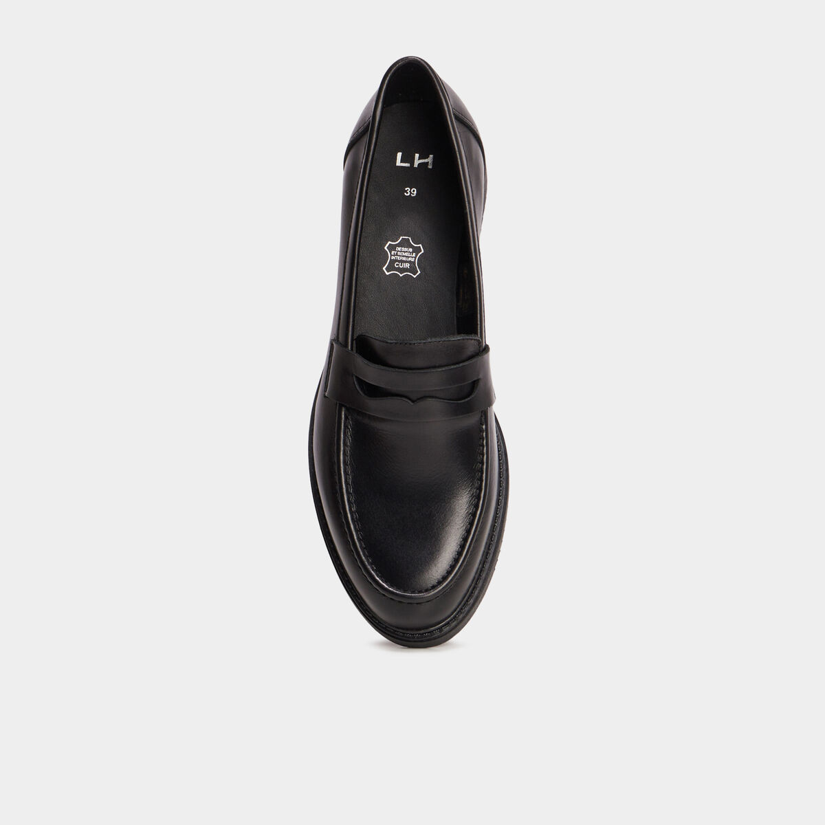 Mocassins en cuir noir femme