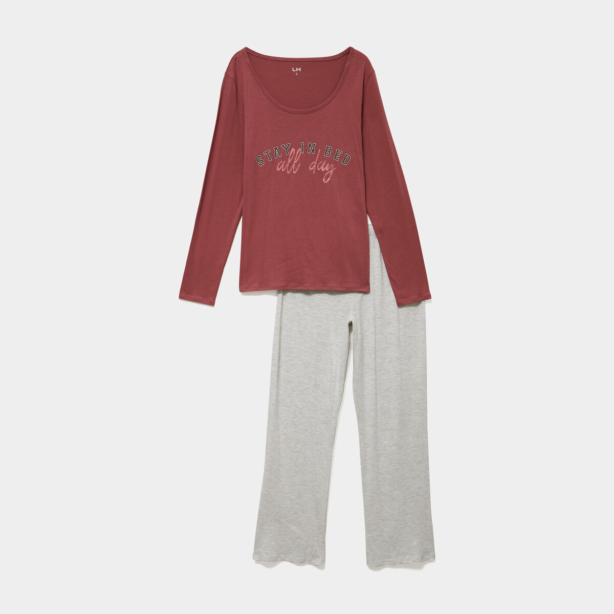 Ensemble pyjama pantalon et t-shirt rose framboise femme