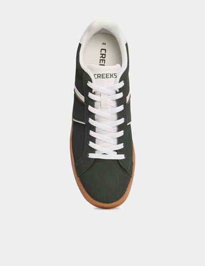 Tennis basses à lacets effet daim vert foncé homme