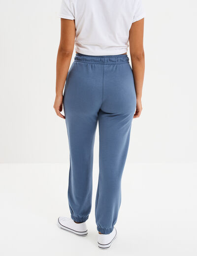 Pantalon de jogging large élastiqué bleu gris femme