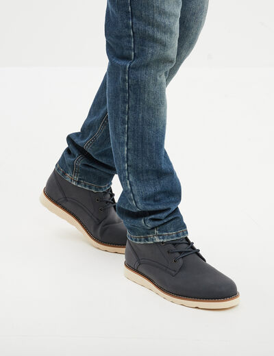 Bottines &agrave; lacets effet similicuir bleu homme