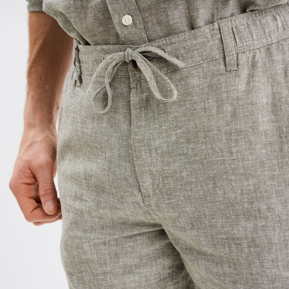 pantalon chino droit lin melange vert kaki homme Pantalon chino droit lin mélangé vert kaki homme