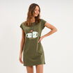 Chemise de nuit manches courtes coton vert kaki femme