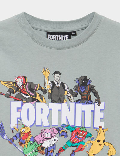 T-shirt manches courtes coton Fortnite vert gar&ccedil;on