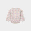Sweat col rond molletonn&eacute; avec volants ecru b&eacute;b&eacute; fille