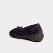 Chaussons ballerines aspect velours bleu gris femme