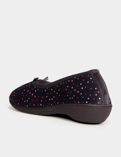 Chaussons ballerines aspect velours bleu gris femme