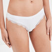 String côtelé avec dentelle blanc femme