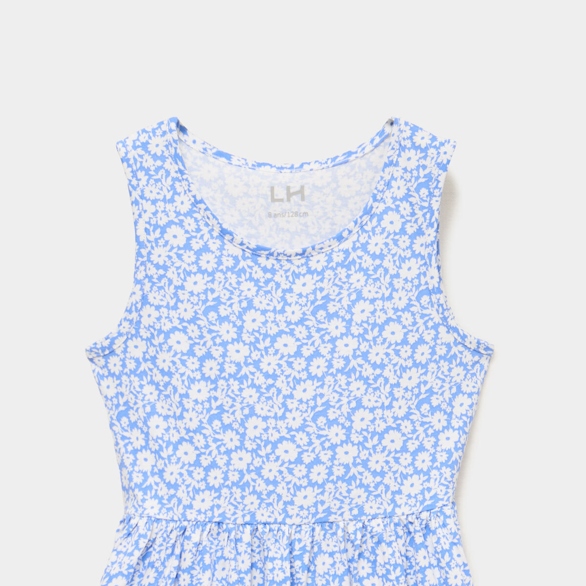Robe patineuse sans manches coton bleu fille
