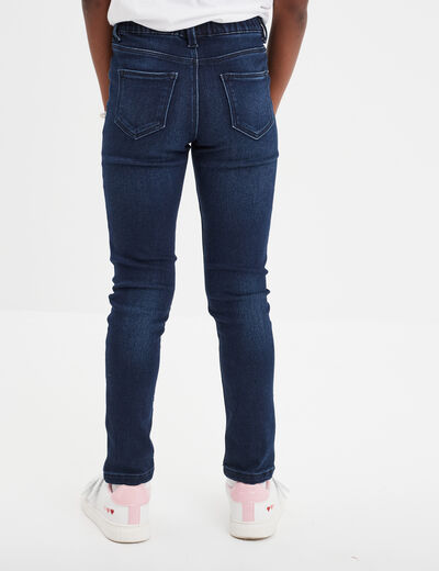 Jegging stretch élastiqué en molleton bleu fille