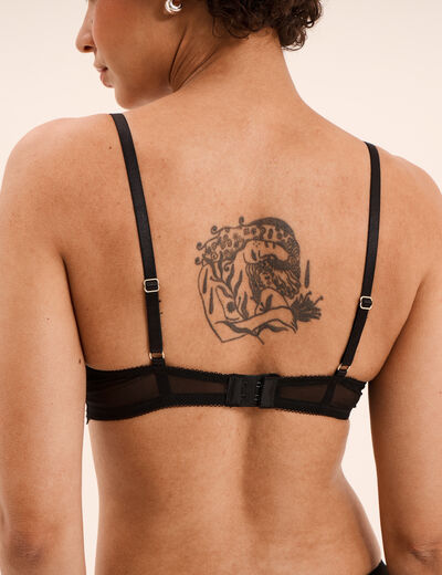 Soutien-gorge foulard dentelle et strass noir femme