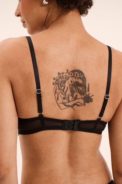 Soutien-gorge foulard dentelle et strass noir femme