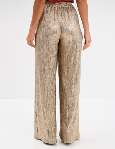 Pantalon fluide large jaune or femme