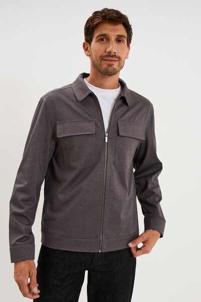 Surchemise zipp&eacute;e s&eacute;chage rapide gris homme