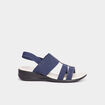 Sandales talons compens&eacute;s bleu marine femme