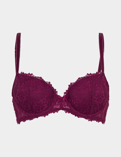 Soutien-gorge emboîtant paddé dentelle rouge femme