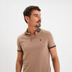 Polo coton ajusté manches courtes taupe homme