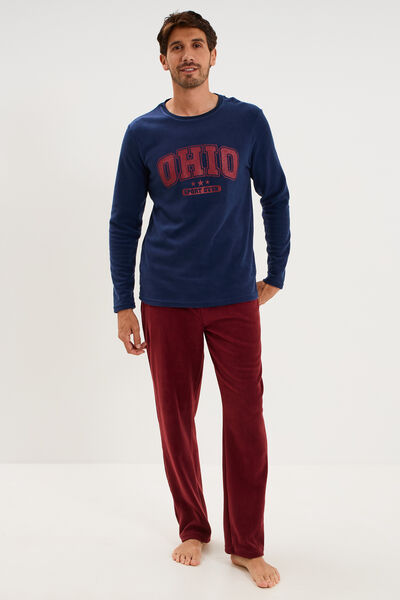 Ensemble pyjama effet polaire 2 pi&egrave;ces bleu homme