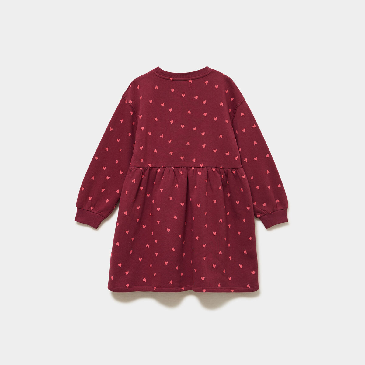 Robe sweat molletonn&eacute;e ample courte bordeaux fille