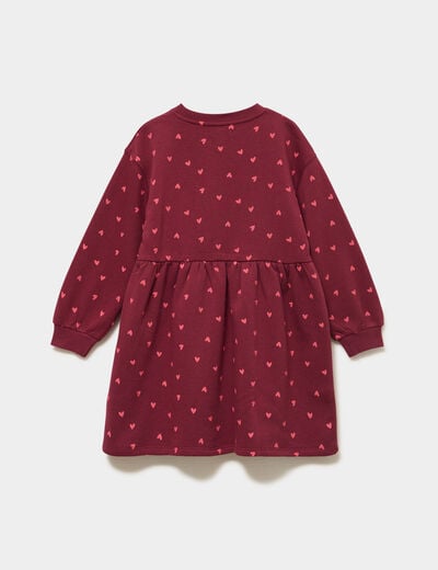 Robe sweat molletonn&eacute;e ample courte bordeaux fille