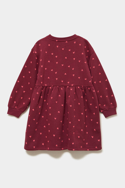 Robe sweat molletonn&eacute;e ample courte bordeaux fille