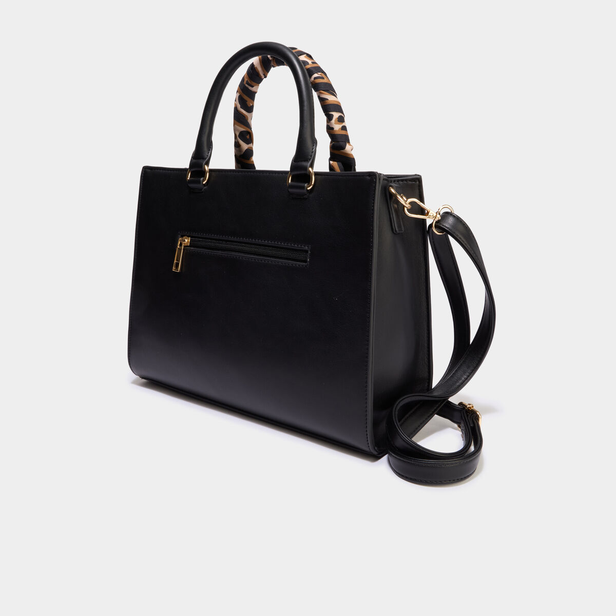 Sac &agrave; main d&eacute;tail foulard noir femme