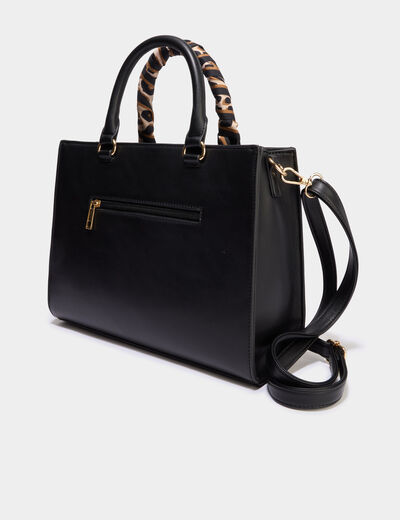 Sac &agrave; main d&eacute;tail foulard noir femme