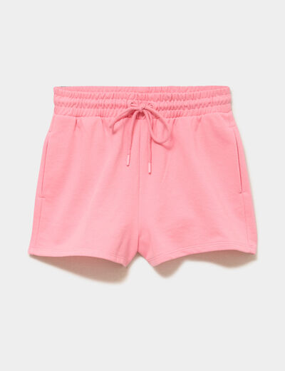 Short de jogging molletonn&eacute; ajust&eacute; rose femme