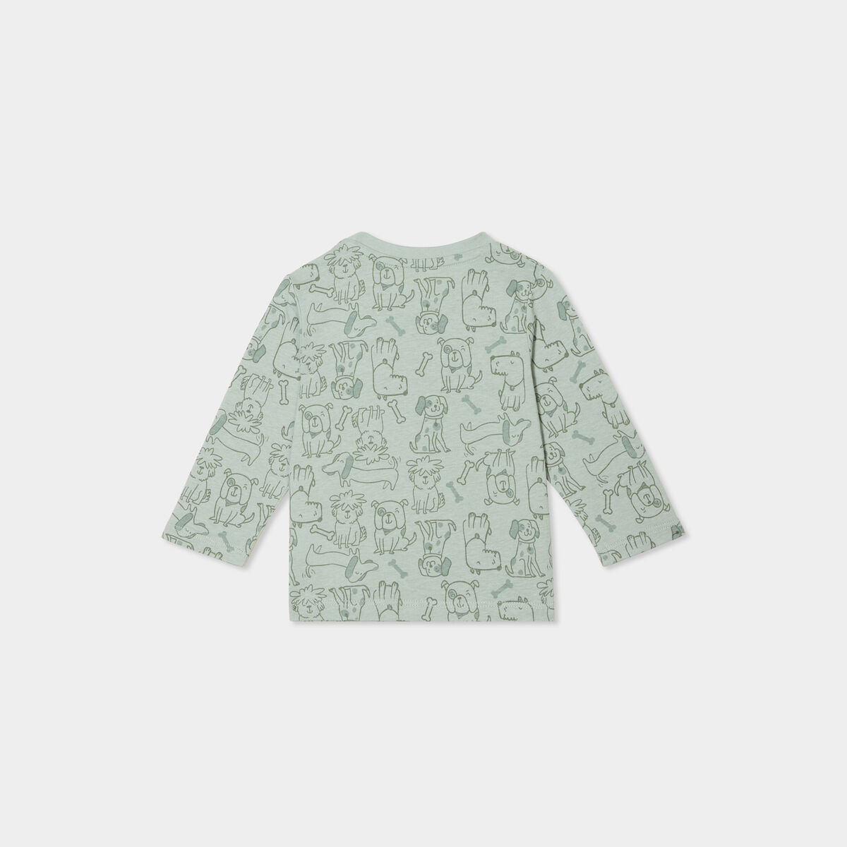 T-shirt manches longues coton vert pastel bébé garçon