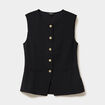 Veste sans manches boutonn&eacute;e col rond noir femme