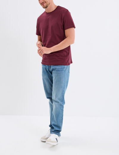 T-shirt en coton manches courtes prune homme