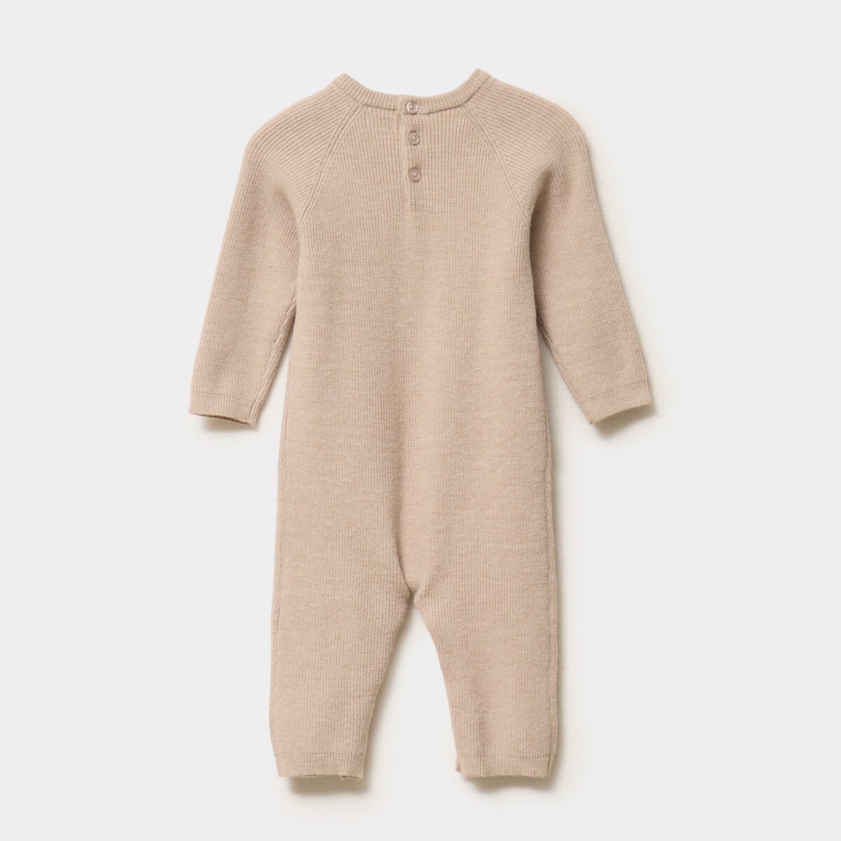 Combinaison tricot&eacute;e manches longues taupe b&eacute;b&eacute;