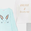 2 ensembles de pyjama avec pantalon bleu turquoise fille