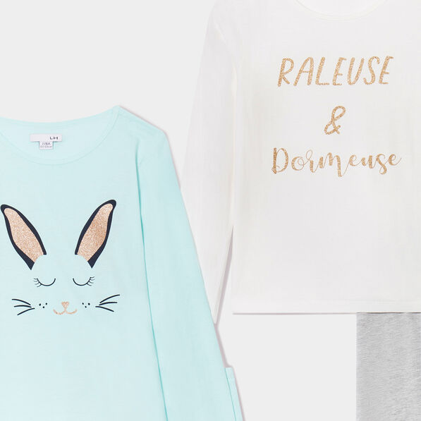 2 ensembles de pyjama avec pantalon bleu turquoise fille 2 ensembles de pyjama avec pantalon bleu turquoise fille