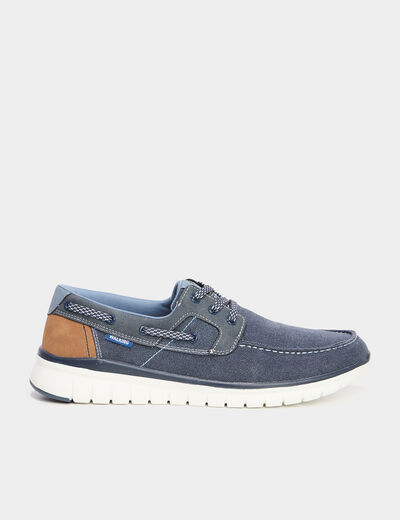 Chaussures bateau en jean bleu homme