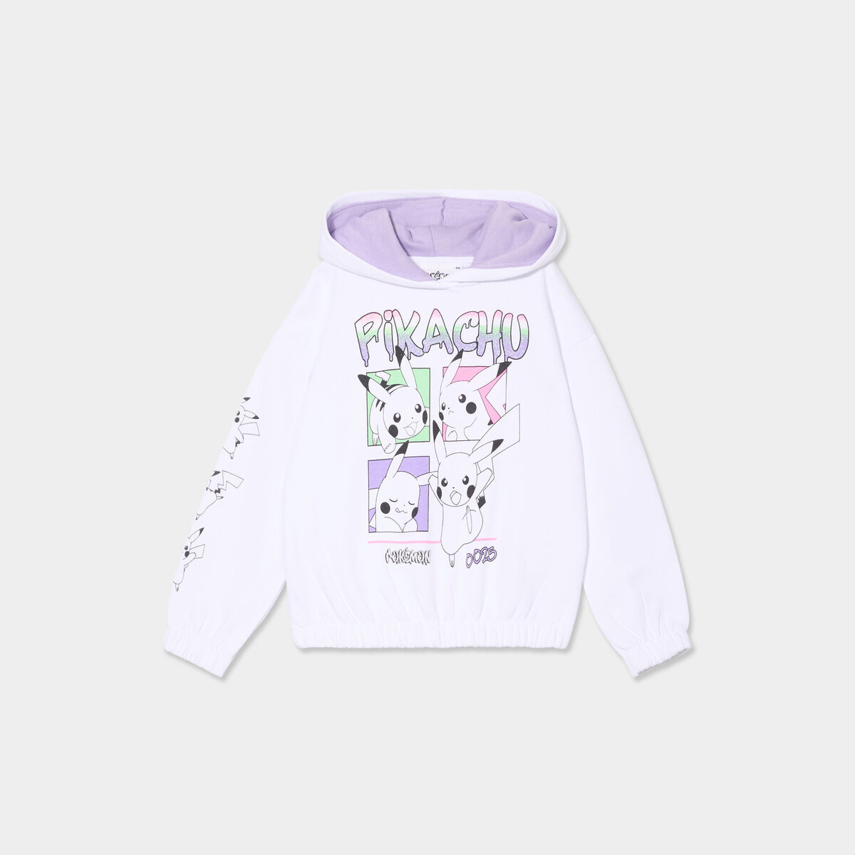 Sweat hoodie à capuche Pokémon Pikachu blanc fille