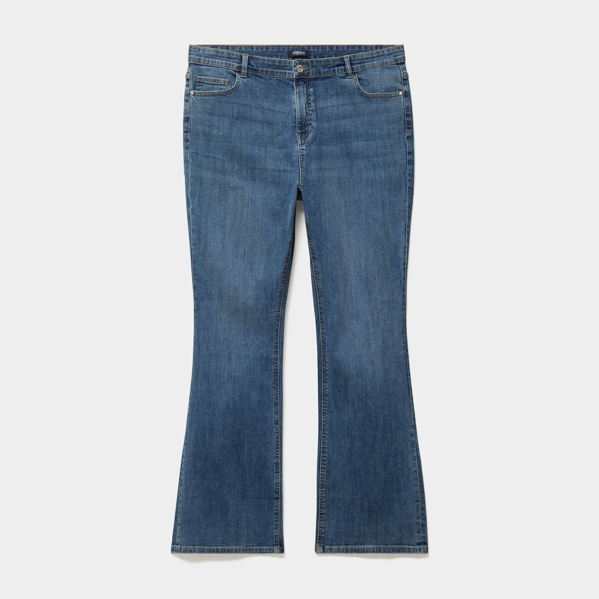 Jean flare 5 poches taille haute denim dirty femme grande taille