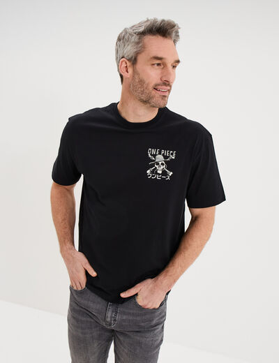 T-shirt manches courtes coton One Piece noir homme