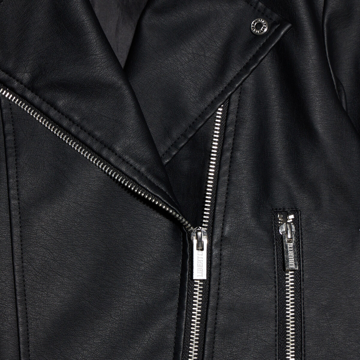 Veste courte biker simili cuir noir fille