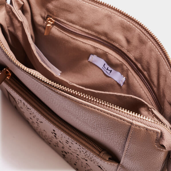 Sac en bandoulière détails perforés sable femme