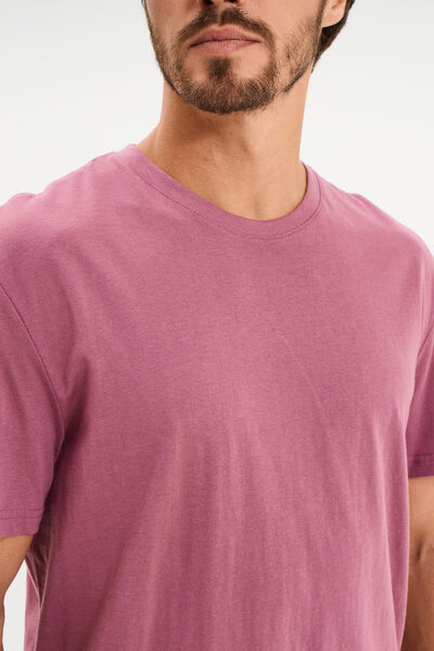 T-shirt droit en coton manches courtes mauve homme