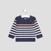 Pull avec &eacute;paule &agrave; boutons bleu marine b&eacute;b&eacute; gar&ccedil;on