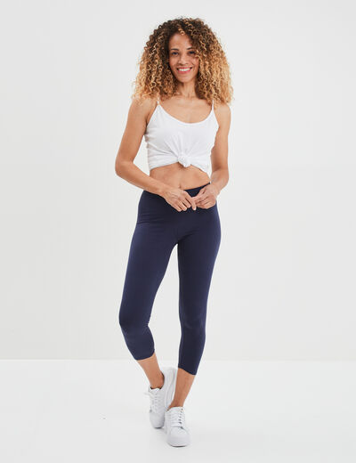 Legging 7/8ème taille élastiquée bleu marine femme