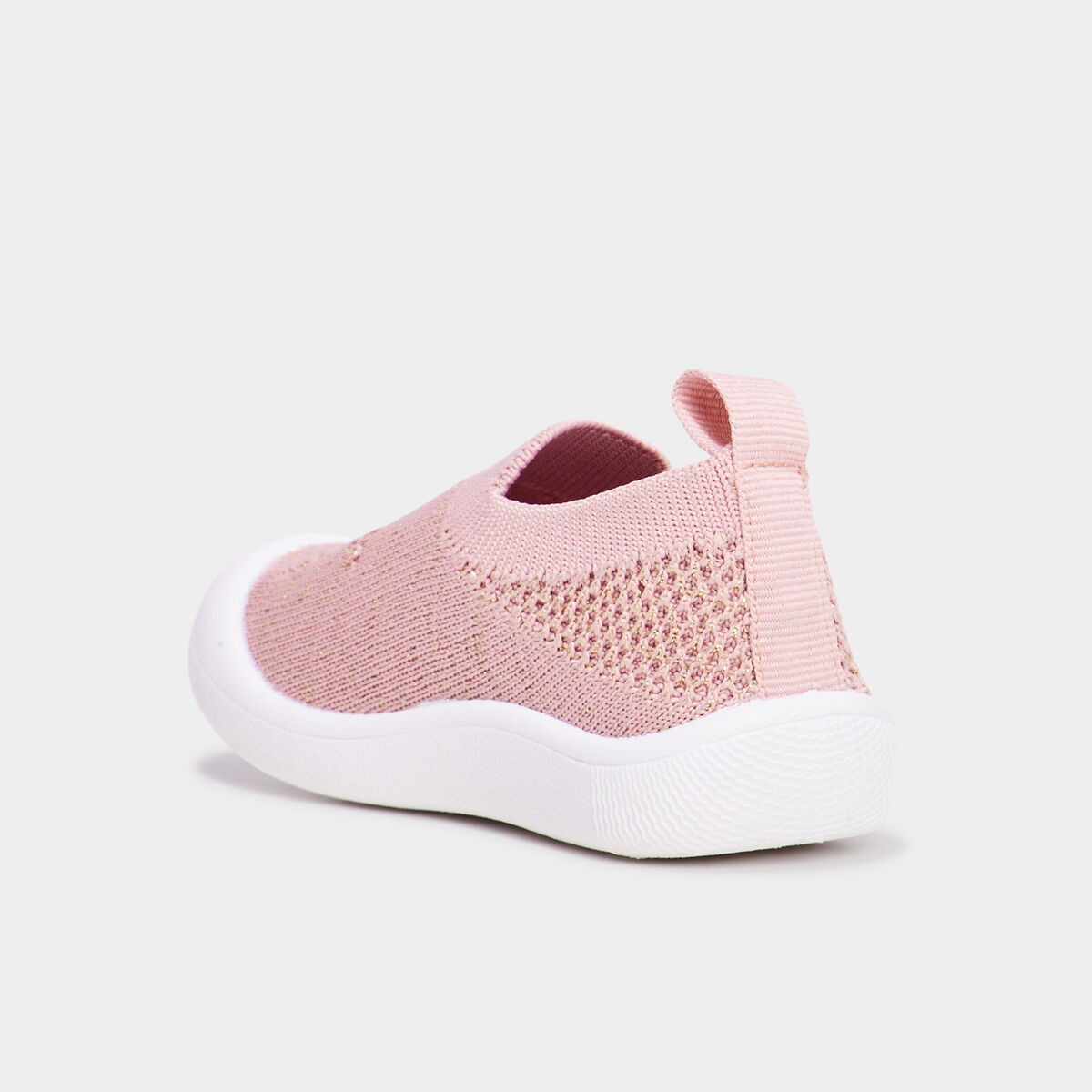 Chaussons tricot à semelle souple rose bébé fille
