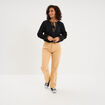 Pantalon droit coton beige femme
