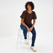 T-shirt manches courtes ballons marron foncé femme